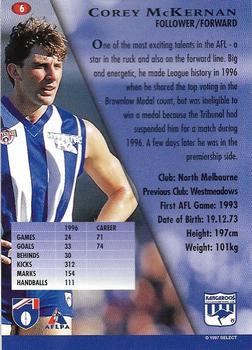 1997 Select AFL Ultimate Series #6 Corey McKernan Back
